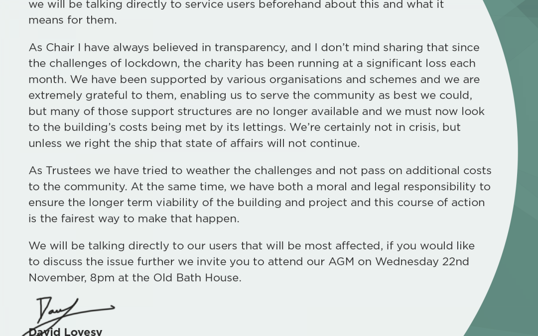Statement from the Chair of Trustees